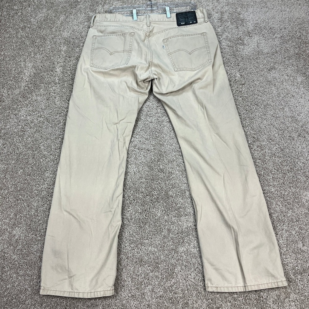 Levis 514 Pants Mens 36x32 Khaki Tan Straight Fit 5 Pocket Twill Chino Classic - Picture 3 of 14